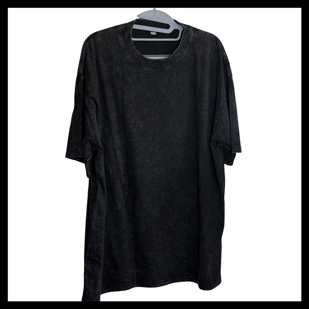 Faith Over Fear Psalms 118:6 Black Acid Wash Oversized Graphic Tee XL